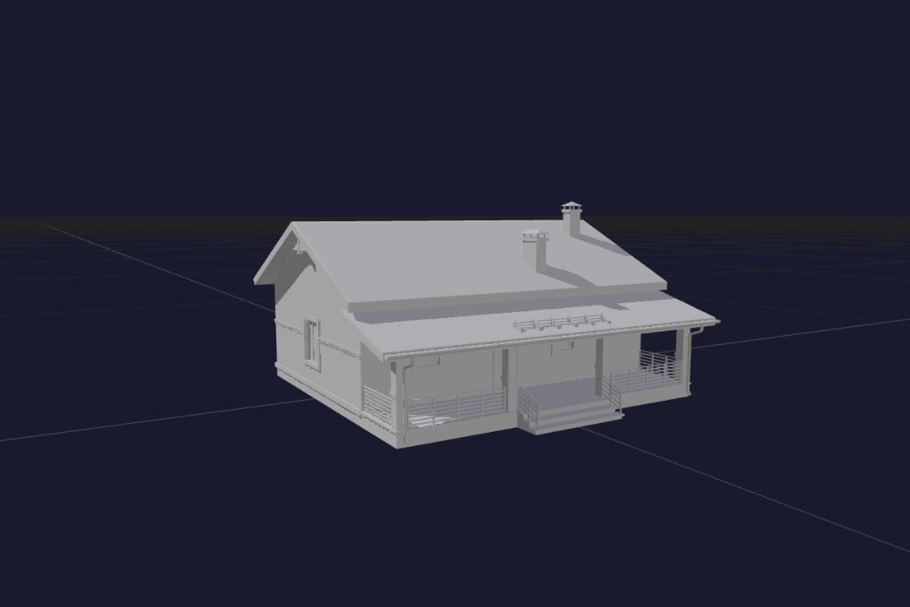 Model 3D d'exterior de casa de fusta