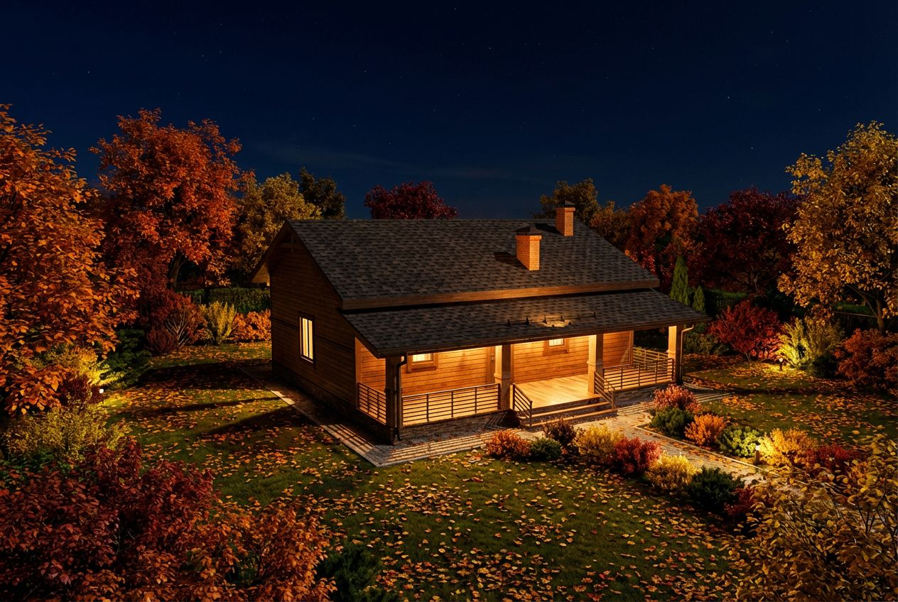 Jardí Exuberant de Tardor a la Nit