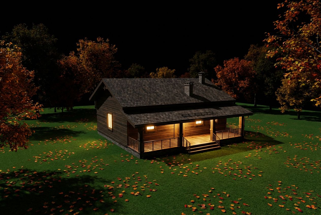 Campo de Hierba de Otoño por la Noche