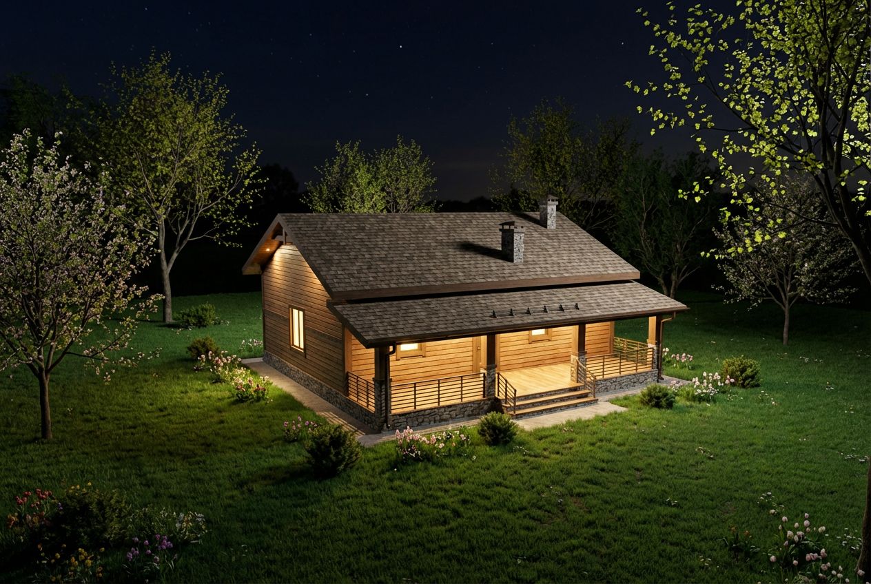 Night Spring Grassy Field