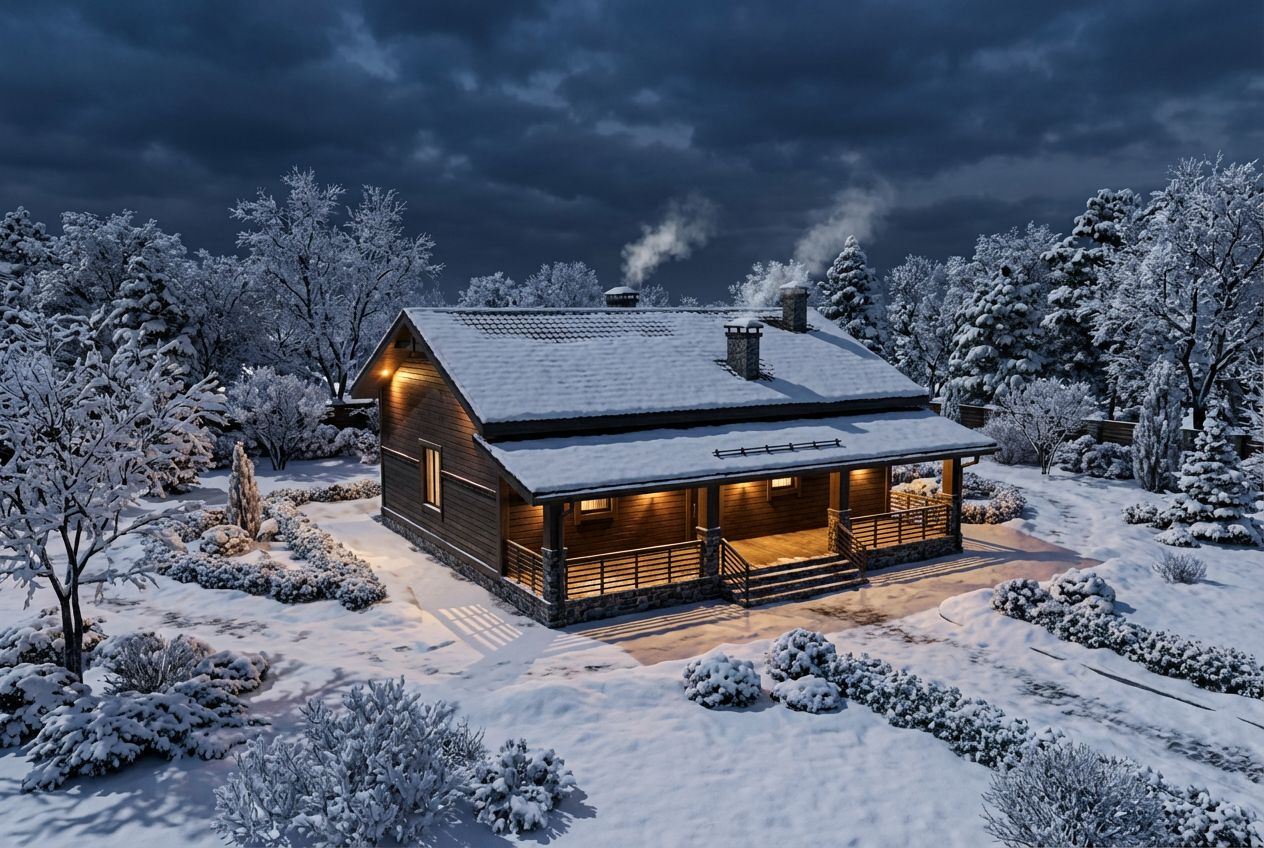 Jardín Exuberante de Invierno por la Noche