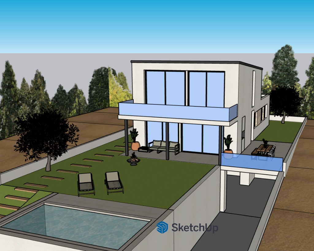 Before - Transformez votre modèle de maison en rendu hivernal