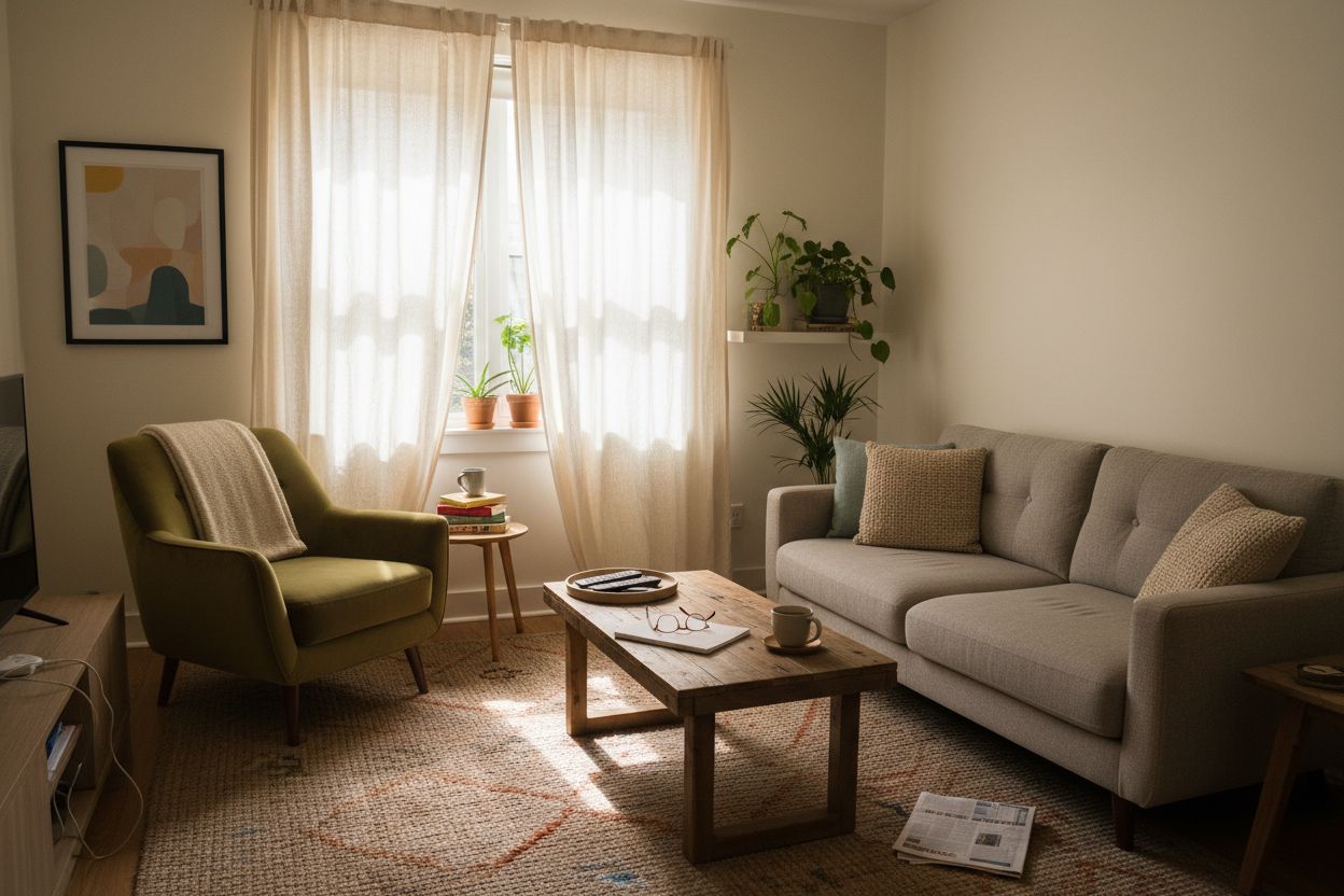 Before - Apartment Lounge Curtain Swap