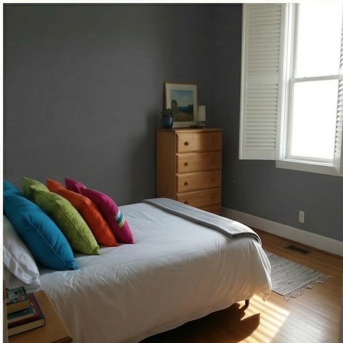 Guest Bedroom with Charcoal walls