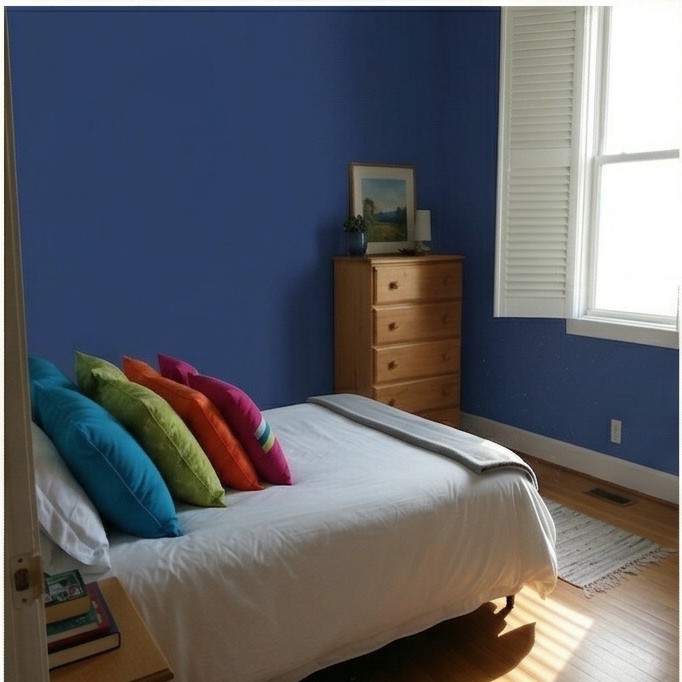 Guest Bedroom with Navy walls