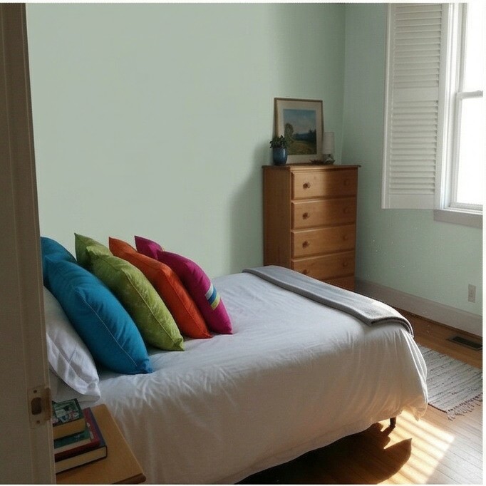 Guest Bedroom with Sage walls